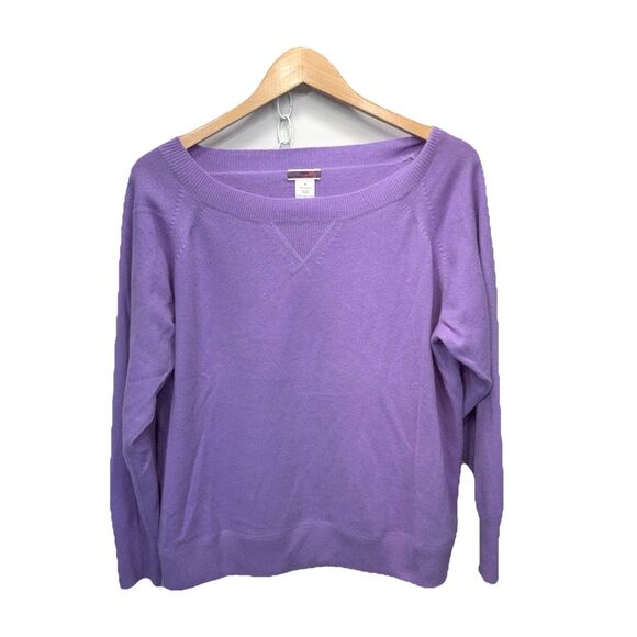 Vtg J.Crew Italian Yarn Cashmere Scoop neck Sweater Womens Lavender Pullover Med - Picture 1 of 10